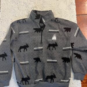Gray and Black Moose Pattern fleece